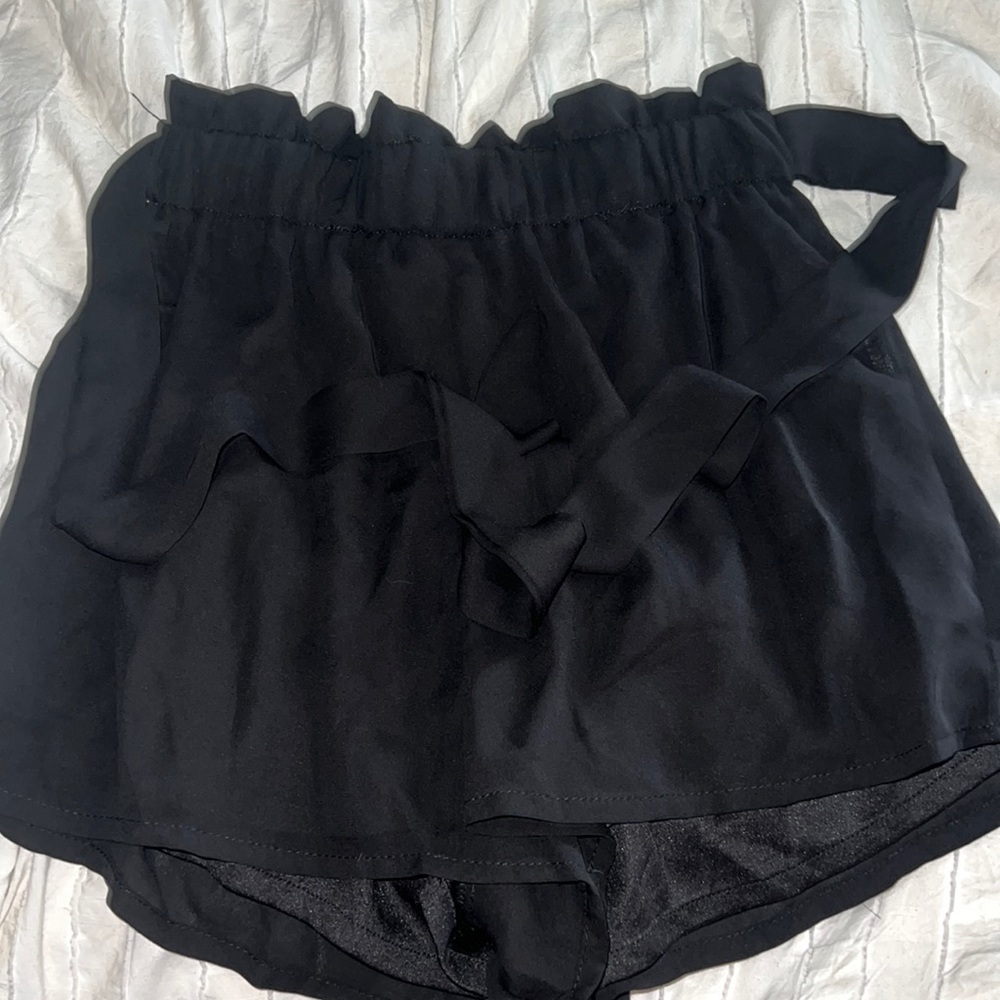 black ruffled dressy shorts